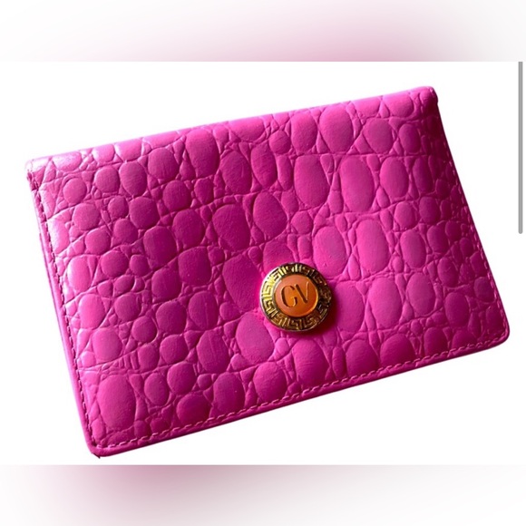 Gianni Versace Vintage Card Holder Pink Alligator Leather - Picture 3 of 9